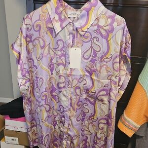 Women's Purple and Yellow Swirl Casual Shirt